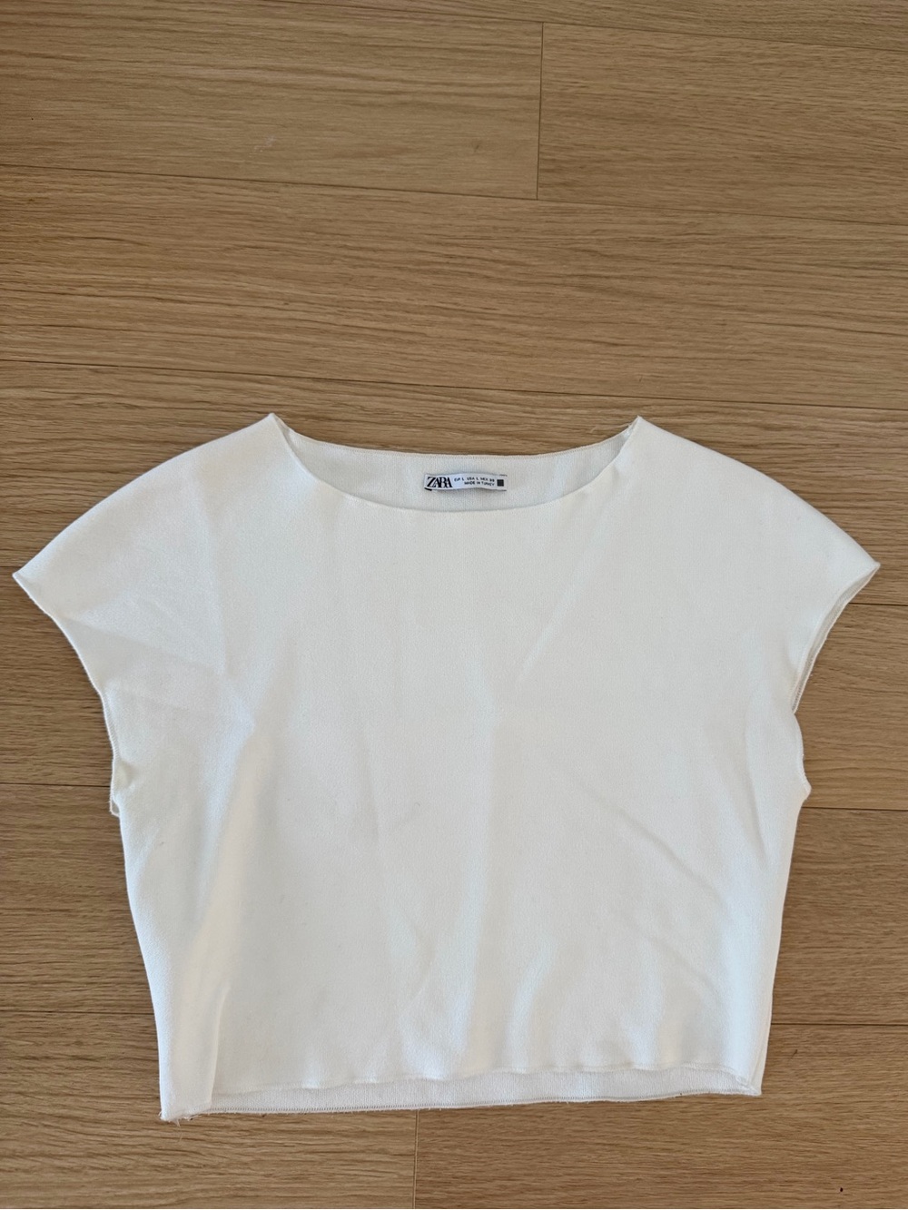 Zara White Cap-Sleeve Cropped Top - Minimal Silhouette